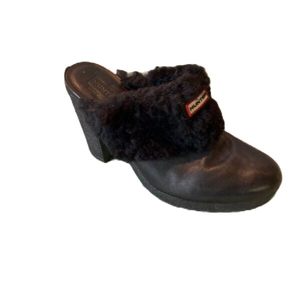 #514 HUNTER Sherpa Rubber Heeled Mules - Picture 1 of 12